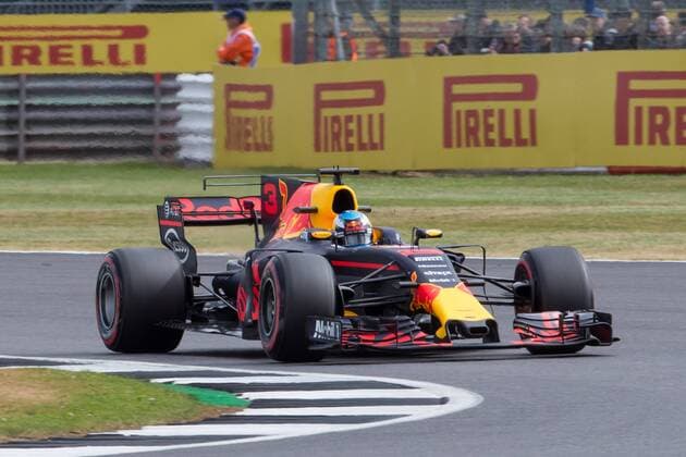 July 14th 2017, Silverstone, Northamptonshire, England; British Formula One Grand Prix, Free Practice; Red Bull Racing driver Daniel Ricciardo during first practice xTimxWilliamsx  ActionPlus11901114