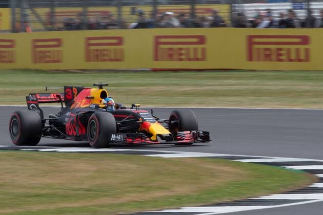 July 14th 2017, Silverstone, Northamptonshire, England; British Formula One Grand Prix, Free Practice; Red Bull Racing driver Daniel Ricciardo during first practice xTimxWilliamsx  ActionPlus11901117