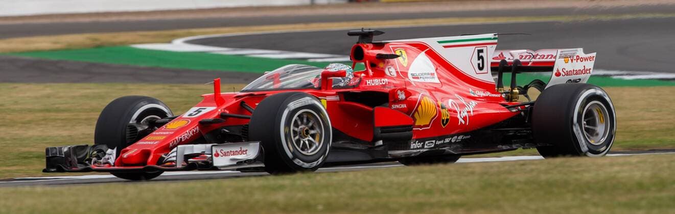 July 14th 2017, Silverstone, Northamptonshire, England; British Formula One Grand Prix, Free Practice; Scuderia Ferrari driver Sebastian Vettel drives with the new cockpit protection system xTimxWilliamsx  ActionPlus11901092