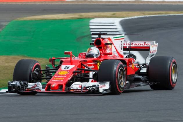 July 14th 2017, Silverstone, Northamptonshire, England; British Formula One Grand Prix, Free Practice; Scuderia Ferrari driver Sebastian Vettel during first practice xTimxWilliamsx  ActionPlus11901102