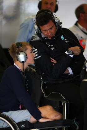 British Grand Prix, Silverstone 13 - 16 July 2017 14.07.2017 - Free Practice 2, Billy Monger (GBR) and Toto Wolff (GER) Mercedes AMG F1 Shareholder and Executive Director 