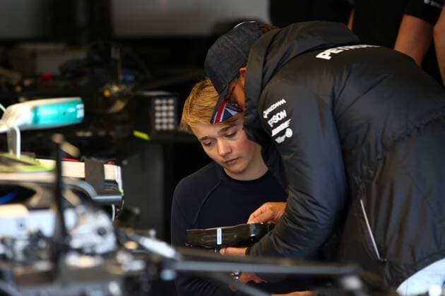 British Grand Prix, Silverstone 13 - 16 July 2017 14.07.2017 - Billy Monger (GBR) and Lewis Hamilton (GBR) Mercedes AMG F1 W08 