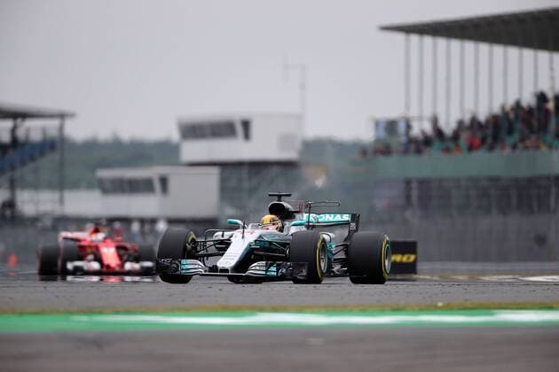 British Grand Prix, Silverstone 13 - 16 July 2017 15.07.2017 - Free Practice 3, Sebastian Vettel (GER) Scuderia Ferrari SF70H and Lewis Hamilton (GBR) Mercedes AMG F1 W08 