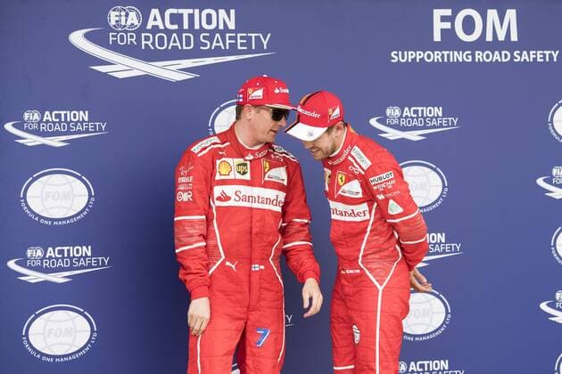 Motorsports: FIA Formula One World Championship WM Weltmeisterschaft 2017, Grand Prix of Great Britain, 7 Kimi Raikkonen (FIN, Scuderia Ferrari), 5 Sebastian Vettel (GER, Scuderia Ferrari), Silverstone Great Britain xHOCHxZWEIx