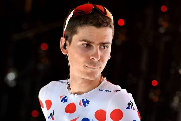 French Warren Barguil of Team Sunweb wearing the red polka-dot jersey at the start of the 14th stage of the 104th edition of the Tour de France cycling race, 181,5 from Blagnac to Rodez, France, Saturday 15 July 2017. This year s Tour de France takes place from July first to July 23rd. DAVIDxSTOCKMAN  x05132154x