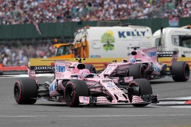 British Grand Prix, Silverstone 13 - 16 July 2017 16.07.2017 - Race, Esteban Ocon (FRA) Sahara Force India F1 VJM10 and Sergio Perez (MEX) Sahara Force India F1 VJM010 