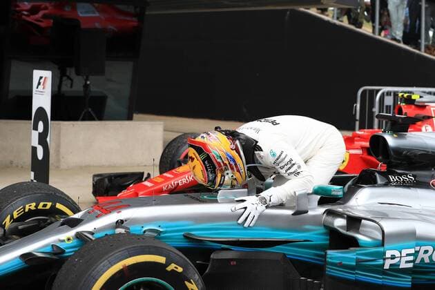 July 16th 2017, Silverstone, Northamptonshire, England; British Formula 1 Grand Prix, Race Day; Lewis Hamilton - Mercedes AMG Petronas F1 W08 EQ Energy+ wins the British GP and kisses his car xOctanex  ActionPlus11902465