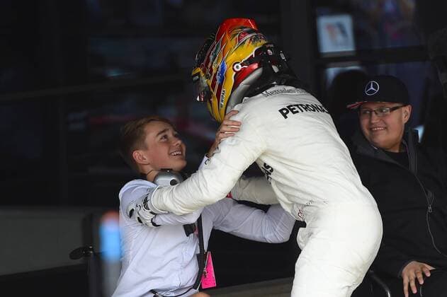 Valtteri Bottas (FIN 77), Mercedes AMG Petronas Motorsport, Lewis Hamilton (GB 44), Mercedes AMG Petronas Motorsport, Billy Monger, Grosser Preis von England 2017, Rennen, Motorsport, Formel 1, 16.07.2017, Silverstone Copyright: xAndre Eibner-Pressefotox EP_JAE