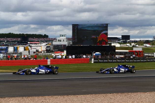British Grand Prix, Silverstone 13 - 16 July 2017 16.07.2017 - Race, Marcus Ericsson (SUE) Sauber C36 and Pascal Wehrlein (GER) Sauber C36