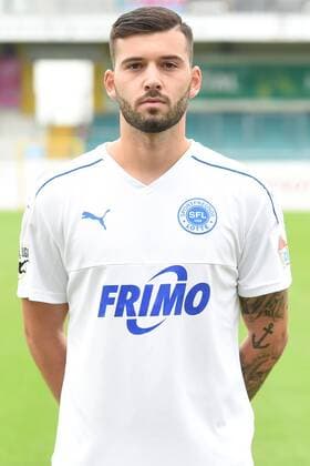 Fußball 3. Liga, Porträttermin 2017 2018 Sportfreunde Lotte am 16.07.2017 im Frimo Stadion in Lotte Dennis Brock (Lotte) MT