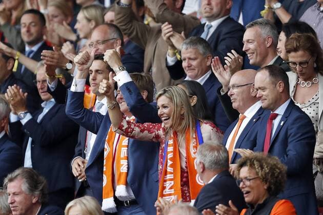 (L-R) king Willem Alexander of the Netherlands, queen Maxima of the Netherlands, chairman Michael van Praag of KNVB, tournament director Bert van Oostveen during the UEFA WEURO 2017 Group A group stage match between The Netherlands and Norway at the Galgenwaard Stadium on July 16, 2017 in Utrecht, The Netherlands Women: The Netherlands v Norway UEFA WEURO 2017 2017 2018 xVIxVIxImagesx xMauricexvanxSteenxIVx 8239807