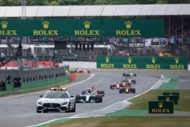 July 16th 2017, Silverstone, Northamptonshire, England; British Formula 1 Grand Prix, Race Day; The safety car leads the cars in the warm-up lap of the race xTimxWilliamsx  ActionPlus11902582
