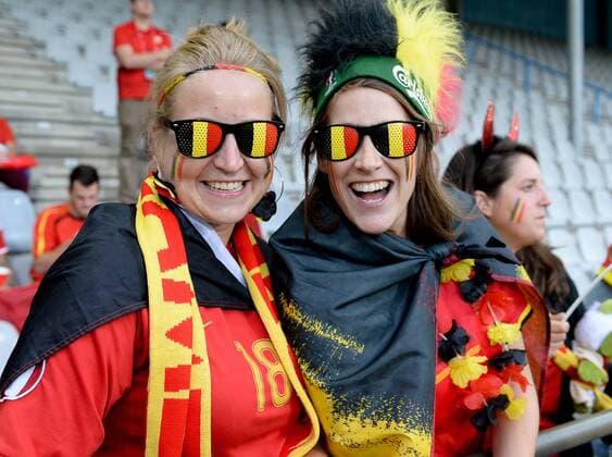 Belgian fans pictured during a soccer game between Belgian national women s soccer team Red Flames and Denmark, the first game in group A in the group stage of the Women s European Championship EM Europameisterschaft 2017 in the Netherlands, Sunday 16 July 2017 in Rheden, The Netherlands. DAVIDxCATRY  x05132686x