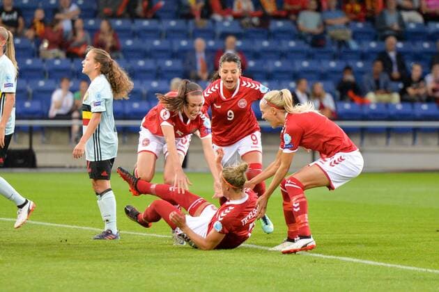 Jubel, Freuen, celebrate, happy, cheer , Goal Celebration Dänemark nach 1:0, Fussball, UEFA Women s EURO 2017, Dänemark - Belgien, xmkx