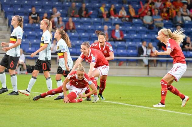Jubel, Freuen, celebrate, happy, cheer , Goal Celebration Dänemark nach 1:0, Fussball, UEFA Women s EURO 2017, Dänemark - Belgien, xmkx