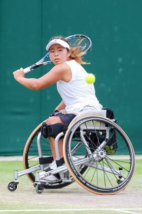 Yui Kamiji (JPN), JULY 16, 2017 - Tennis : Yui Kamiji of Japan during the Women s wheelchair doubles final match of the Wimbledon Lawn Tennis Championships against Marjolein Buis and Diede De Groot of the Netherlands at the All England Lawn Tennis and Croquet Club in London, England. Noxthirdxpartyxsales  (mdga016962)