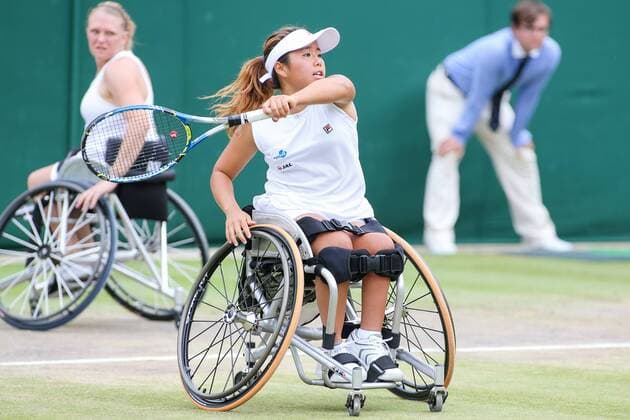 Yui Kamiji (JPN), JULY 16, 2017 - Tennis : Yui Kamiji of Japan during the Women s wheelchair doubles final match of the Wimbledon Lawn Tennis Championships against Marjolein Buis and Diede De Groot of the Netherlands at the All England Lawn Tennis and Croquet Club in London, England. Noxthirdxpartyxsales  (mdga016968)