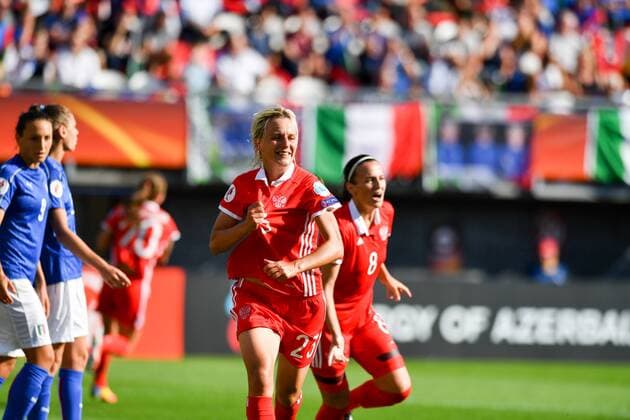 Jubel, Freuen, celebrate, happy, cheer , Goal Celebration Elena Morozova (Russland) (23), Fussball, UEFA Women s EURO 2017, Italien - Russland, xmkx