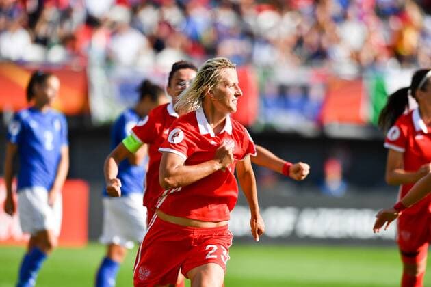 Jubel, Freuen, celebrate, happy, cheer , Goal Celebration Elena Morozova (Russland) (23), Fussball, UEFA Women s EURO 2017, Italien - Russland, xmkx