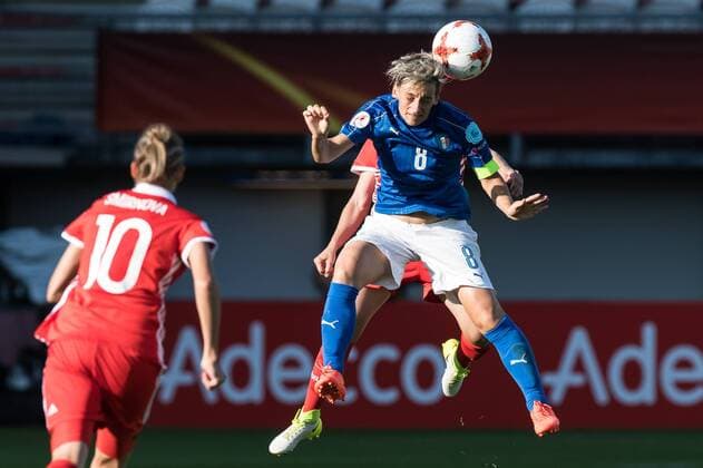 (L-R) Elvira Ziyastinova of Russia women, Melania Gabbiadini of Italy Women during the UEFA WEURO 2017 Group B group stage match between Italy and Russia at Het Kasteel on July 17, 2017 in Rotterdam, The Netherlands Women: Italy v Russia UEFA WEURO 2017 2017 2018 xVIxVIxImagesx xGerritxvanxKeulenxIVx 8248783
