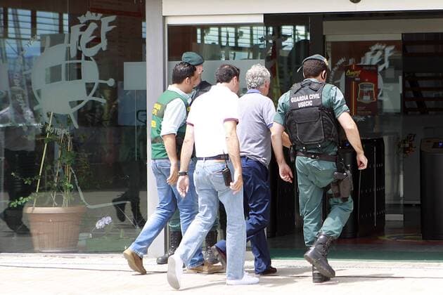 Police intervention in the RFEF (Spanish Football Federation) against corruption. The President of the RFEF, Angel Maria Villar, arrives arrested at the Soccer City of Las Rozas to proceed with the registration of his offices. July 18,2017.  (2017071867)