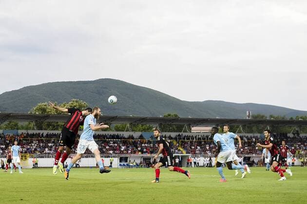 170718 Malmö FFs Jo Inge Berget under en fotbollsmatch mellan Vardar och Malmö FF i kvalet till Champions League den 18 juli 2017 i Strumica.  Copyright: PETTERxARVIDSON BB170718PA072