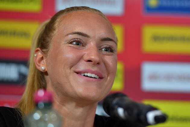 SOCCER - UEFA EURO EM Europameisterschaft Fussball 2017, ENG vs SCO WAGENINGEN,NETHERLANDS,19.JUL.17 - WOMEN SOCCER - UEFA Women s European Championship EM Europameisterschaft 2017, OEFB, Oesterreichischer Fussball-Bund, press conference PK Pressekonferenz team AUT. Image shows SarahÊPuntigam (AUT). GEPAxpictures xFlorianxErtl