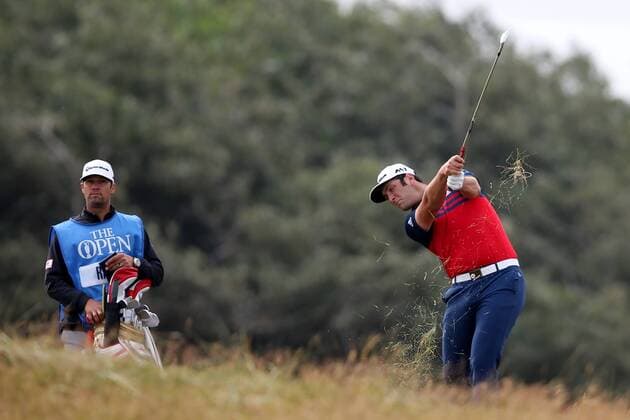 July 19th 2017, Royal Birkdale Golf Club, Southport, England; The 146th Open Golf Championship, Final Practice Day; Jon Rahm (ESP) plays a recovery shot from the left rough in the first hole xDavidxBlunsdenx  ActionPlus11903703