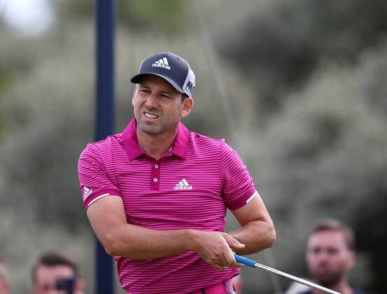 July 19th 2017, Royal Birkdale Golf Club, Southport, England; The 146th Open Golf Championship, Final Practice Day; Sergio Garcia (ESP) reacts to his tee shot on the second hole xDavidxBlunsdenx  ActionPlus11903706