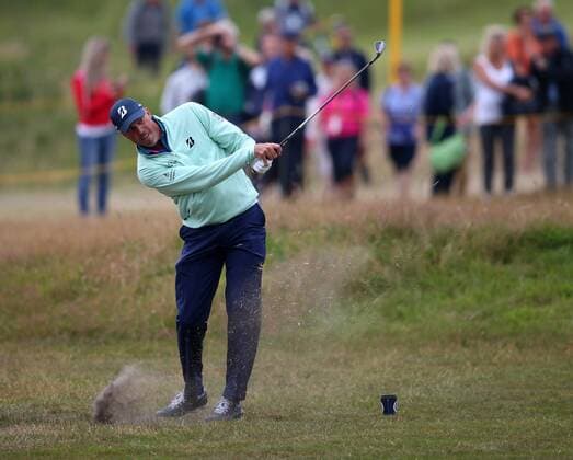 July 19th 2017, Royal Birkdale Golf Club, Southport, England; The 146th Open Golf Championship, Final Practice Day; Matt Kuchar (USA) hits his approach shot to the 10th green xDavidxBlunsdenx  ActionPlus11903724