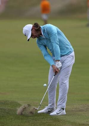 July 19th 2017, Royal Birkdale Golf Club, Southport, England; The 146th Open Golf Championship, Final Practice Day; Tommy Fleetwood (ENG) strikes his approach shot to the third green xDavidxBlunsdenx  ActionPlus11903719