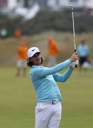 July 19th 2017, Royal Birkdale Golf Club, Southport, England; The 146th Open Golf Championship, Final Practice Day; Tommy Fleetwood (ENG) watches his approach shot to the third green xDavidxBlunsdenx  ActionPlus11903721