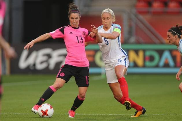 Jane Ross of Scotland women, Steph Houghton of England women during the UEFA WEURO 2017 Group D group stage match between England and Scotland at the Galgenwaard Stadium on July 19, 2017 in Utrecht, The Netherlands Women: England v Scotland UEFA WEURO 2017 2017 2018 xVIxVIxImagesx xTomxBodexMultimediaxIVx 8263426