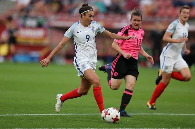 Football - 2017 UEFA Women™s European Euro Championship - Group D: England vs. Scotland Jodie Taylor of England scores her first goal at Stadion Gagenwaard, Utrecht. COLORSPORT LYNNE CAMERON 