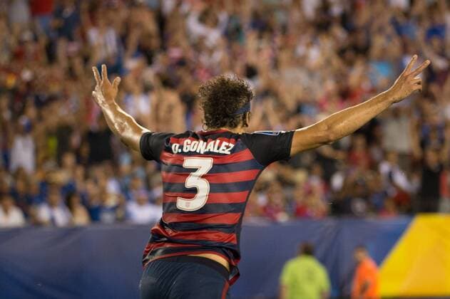 July 19, 2017 - Philadelphia, Pennsylvania, U.S - United States of America defender OMAR GONZALEZ (3) celebrates his goal during CONCACAF Gold Cup 2017 quarterfinal action at Lincoln Financial Field in Philadelphia, PA. USA defeats El Salvador 2 to 0. Soccer 2017 - USA defeats EL SALVADOR 2 to 0 - ZUMAs192 20170719_zap_s192_023 Copyright: xMarkxSmithx