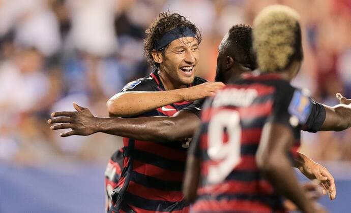 July 19, 2017 - Philadelphia, PA, USA - Philadelphia, PA - Wednesday July 19, 2017: Omar Gonzalez celebrates his goal during a 2017 Gold Cup match between the men s national teams of the United States (USA) and El Salvador (SLV) at Lincoln Financial Field. Omar Gonzalez - ZUMAt139 20170719_zaa_t139_077 Copyright: xJohnxDortonx
