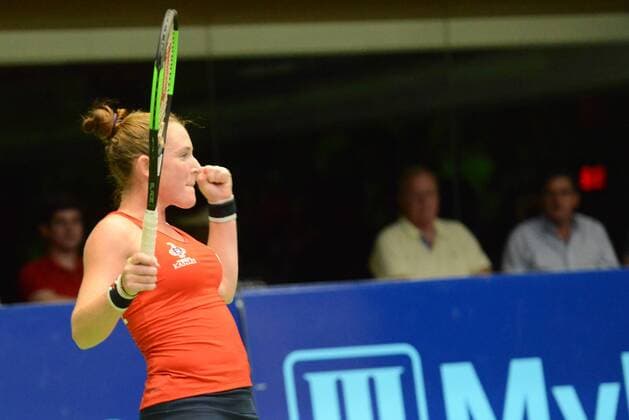 July 19, 2017 - Washington D.C, USA - MADISON BRENGLE celebrates winning her singles match for the Washington Kastles match vs. the Orange County Breakers in World Team Tennis. Tennis 2017: World Team Tennis - ZUMAl132 20170719_zap_l132_020 Copyright: xChristopherxLevyx