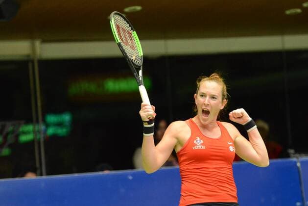 July 19, 2017 - Washington D.C, USA - MADISON BRENGLE celebrates winning her singles match for the Washington Kastles match vs. the Orange County Breakers in World Team Tennis. Tennis 2017: World Team Tennis - ZUMAl132 20170719_zap_l132_023 Copyright: xChristopherxLevyx