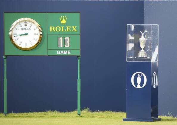 20th July 2017, Royal Birkdale Golf Club, Southport, England; The 146th Open Golf Championship ; First round ; A view of the claret jug trophy on display on the first tee xDavidxBlunsdenx  ActionPlus11903871