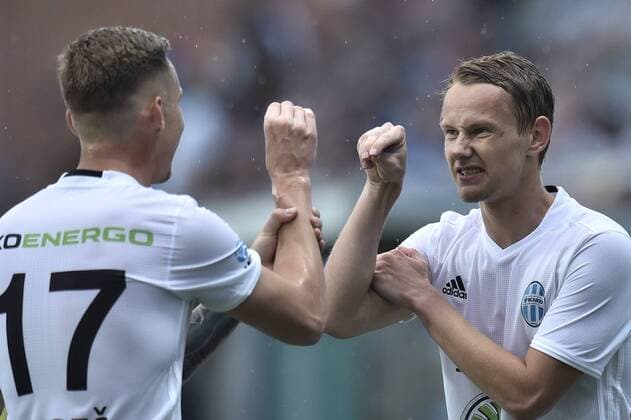 Petr Mares, left, and Jan Chramosta (Boleslav) react during the 2nd qualifying round of football European league, 2nd leg Mlada Boleslav vs Shamrock Rovers in Mlada Boleslav, Czech Republic, July 20, 2017. (CTKxPhoto RadekxPetrasek) CTKPhotoP201707200867801  _PER6298