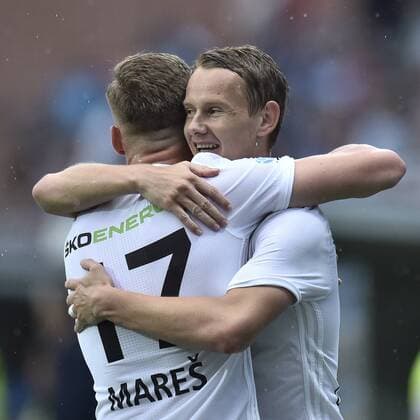 Petr Mares, left, and Jan Chramosta (Boleslav) react during the 2nd qualifying round of football European league, 2nd leg Mlada Boleslav vs Shamrock Rovers in Mlada Boleslav, Czech Republic, July 20, 2017. (CTKxPhoto RadekxPetrasek) CTKPhotoP201707200869601  _PER6294
