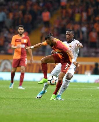 Yasin Oztekin of Galatasaray (L) and Ken Sema of Ostersund during the UEFA Europaleague Qualifier 3rd round, 2nd leg match between Galatasaray and Ostersund at Turk Telekom Arena in Istanbul , Turkey on July 20, 2017. 