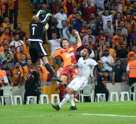 Goalkeeper Aly Keita of Ostersund during the UEFA Europaleague Qualifier 3rd round, 2nd leg match between Galatasaray and Ostersund at Turk Telekom Arena in Istanbul , Turkey on July 20, 2017. 