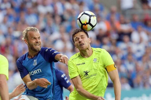 20.07.2017 POZNAN, UL.BULGARSKA INEA STADION PILKA NOZNA (FOOTBALL), LIGA EUROPY 2017 2018 , UEFA EUROPA LEAGUE DRUGA RUNDA ELIMINACJI MECZ (GAME) LECH POZNAN - FK HAUGESUND NZ. (L) CHRISTIAN GYTKJAER (P) FILIP KISS FOTO WOJCIECH KLEPKA CYFRASPORT NEWSPIX.PL --- Newspix.pl  20170720CSWK00015