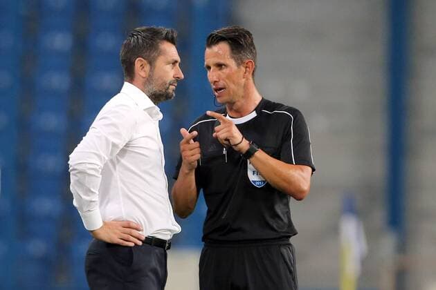 20.07.2017 POZNAN, UL.BULGARSKA INEA STADION PILKA NOZNA (FOOTBALL), LIGA EUROPY 2017 2018 , UEFA EUROPA LEAGUE DRUGA RUNDA ELIMINACJI MECZ (GAME) LECH POZNAN - FK HAUGESUND NZ. (L) NENAD BJELICA (P) ALEXANDER HARKAM EMOCJE NERWY DYSKUSJA PRETENSJE FOTO WOJCIECH KLEPKA CYFRASPORT NEWSPIX.PL --- Newspix.pl  20170720CSWK00039