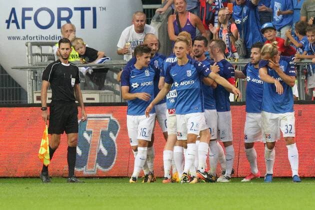 2017.7.20, Poznan, football, UEFA Europa League 2017 2018, second qualifying round, Lech Poznan - FK Haugesund, 2 runda kwalifikacyjna Ligi Europy, Darko Jevtic (Lech), radosc, bramka, goal, celebration, fot. Adam Jastrzebowski Foto Olimpik NEWSPIX.PL --- Newspix.pl 20170720_awj_469