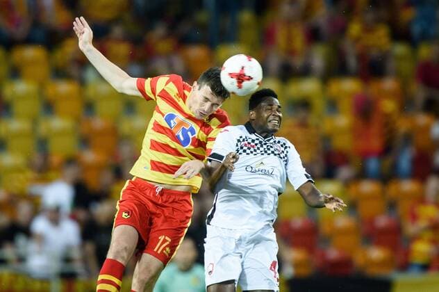 2017.07.20, Bialystok, Pilka nozna, UEFA Liga Europy Sezon 2017 2018, II Runda Elimacyjna Mecz Jagiellonia Bialystok - FK Gabala N z Ivan Runje, Elvin Jamalov Foto Rafal Oleksiewicz PressFocus NEWSPIX.PL 2017.07.20, Bialystok, Football, UEFA Europa League Season 2017 2018, Second Qualifying Round Jagiellonia Bialystok - FK Gabala Ivan Runje, Elvin Jamalov Credit Rafal Oleksiewicz PressFocus --- Newspix.pl 20170720PF_RO3153