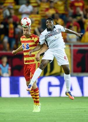 2017.07.20, Bialystok, Pilka nozna, UEFA Liga Europy Sezon 2017 2018, II Runda Elimacyjna Mecz Jagiellonia Bialystok - FK Gabala N z Lukasz Burliga, Elvin Jamalov Foto Rafal Oleksiewicz PressFocus NEWSPIX.PL 2017.07.20, Bialystok, Football, UEFA Europa League Season 2017 2018, Second Qualifying Round Jagiellonia Bialystok - FK Gabala Lukasz Burliga, Elvin Jamalov Credit Rafal Oleksiewicz PressFocus --- Newspix.pl 20170720PF_RO3176
