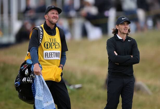 20th July 2017, Royal Birkdale Golf Club, Southport, England; The 146th Open Golf Championship, First round; Tommy Fleetwood (ENG) and his caddie Ian Finnis on the 15th fairway, local favourite Tommy Fleetwood struggles at five over par xDavidxBlunsdenx  ActionPlus11904158