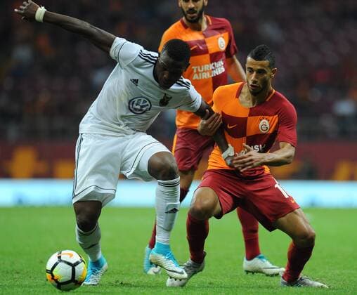 July 20, 2017 - Istanbul, Turkey - July 20, 2017 - Istanbul, Turkey - Younes Belhanda (R) of Galatasaray in action against Ken Sema (L) of Ostersunds during the UEFA Europa League second qualifying round return match between Galatasaray and Ostersund FK at Turk Telekom Stadium in Istanbul, Turkey on July 20, 2017. (  Copyright: DepoxPhotos 15749992